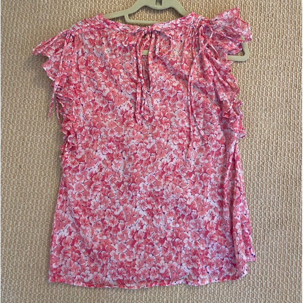 Banjanan pink ruffle floral blouse